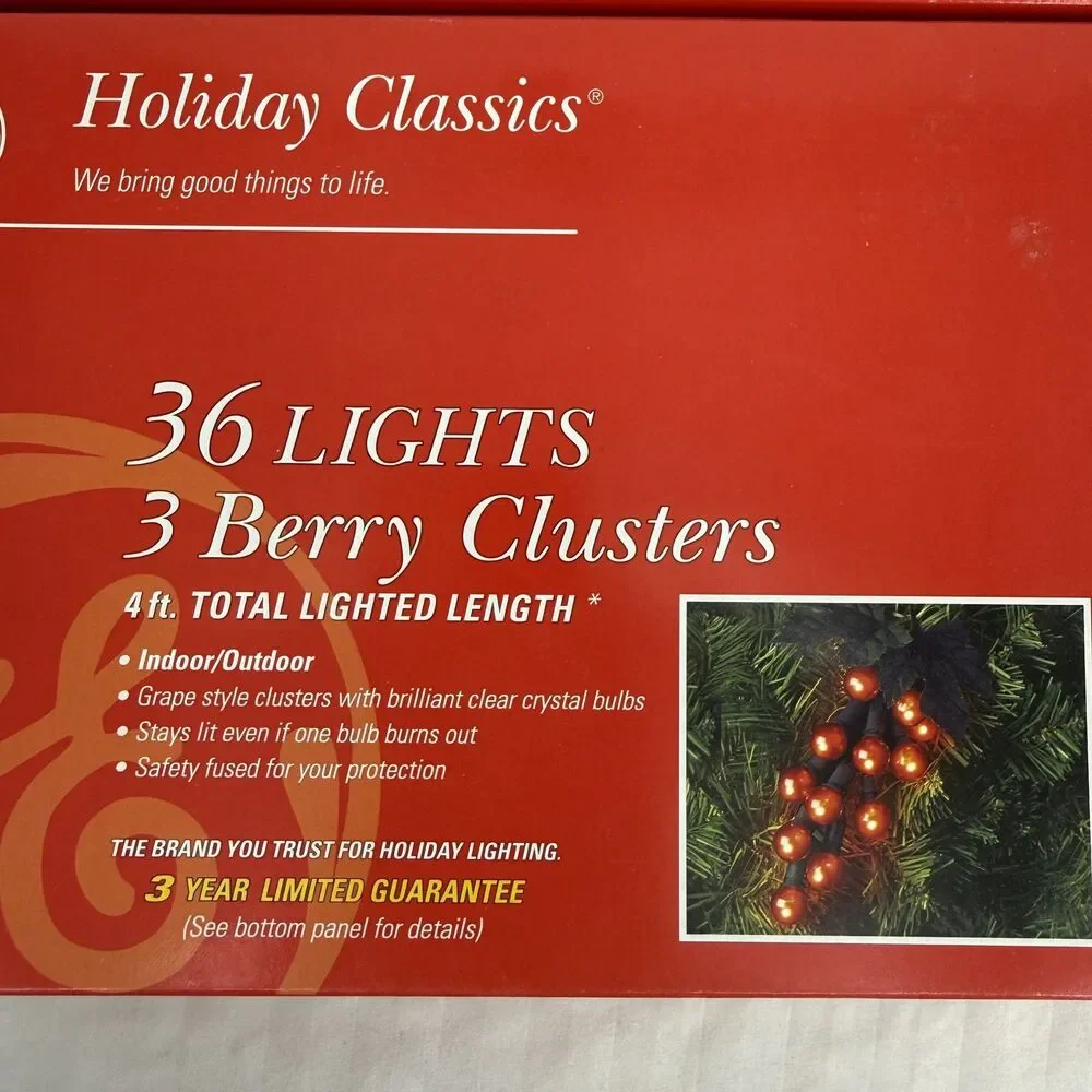GE Holiday Classics 36 Light 2-Pack Berry Grape Clusters Christmas String Lights